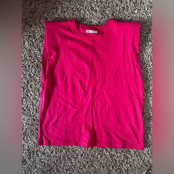 Zara Sleeveless Padded Shoulder Top Size Small - Picture 13 of 13